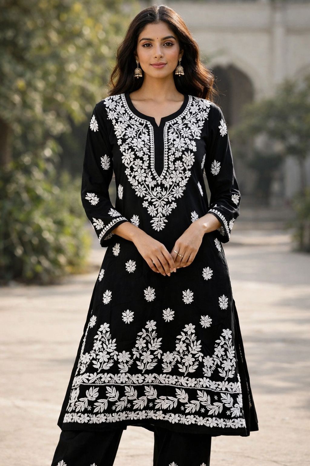 Modal 3d Set black white embroidered