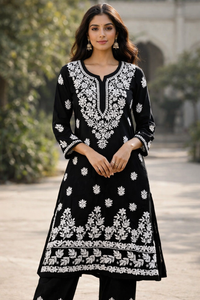 Modal 3d Set black white embroidered