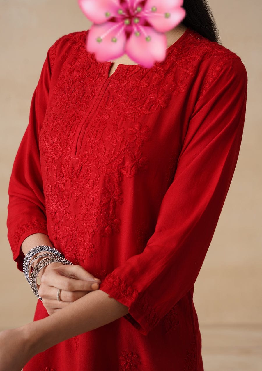 Short chikankari Rayon Soft top