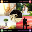 2 Pcs Brown-Beige Blackout Gold Faux Silk Room Darkening Door Curtains, 7 Ft