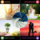 2 Pcs Blue-Silver Blackout Gold Faux Silk Room Darkening Door Curtains, 7 Ft