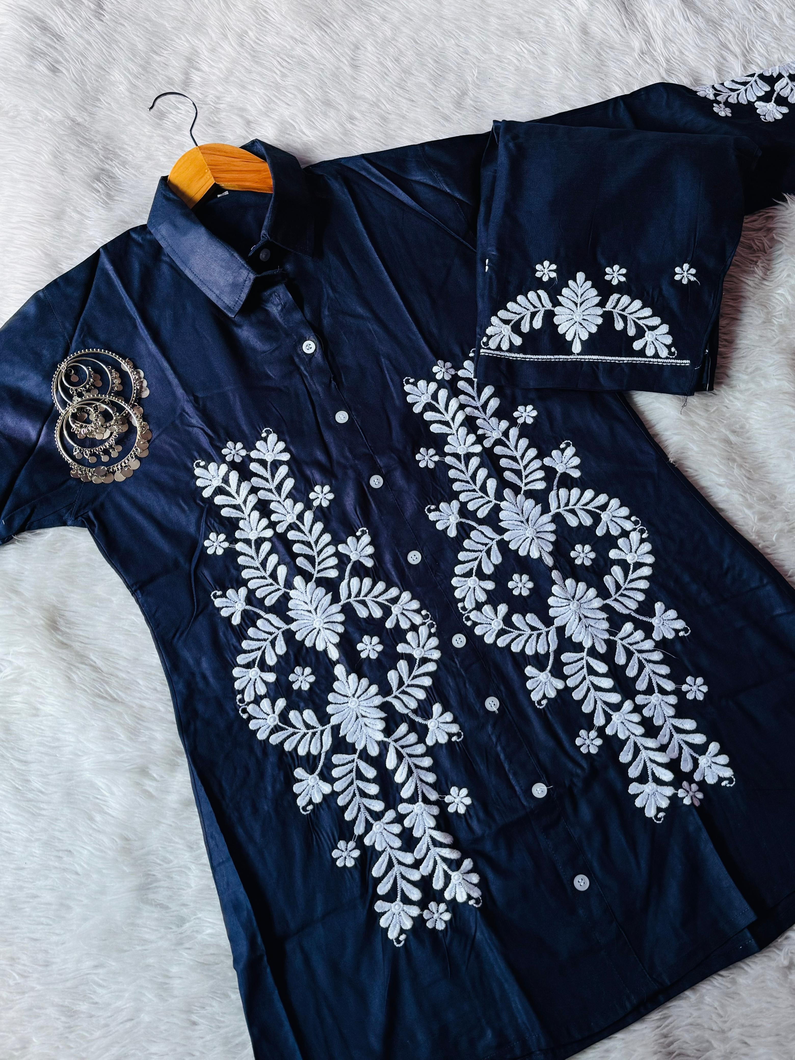 Zara White embroidery chikankari Co-ord Set