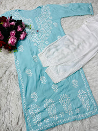 Heavy Daman chikankari work Long Kurta