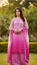 4pc Georgette  mirror work Set With Inner