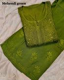 Heavy Muqaish work zoya Rayon Soft 3pc Set