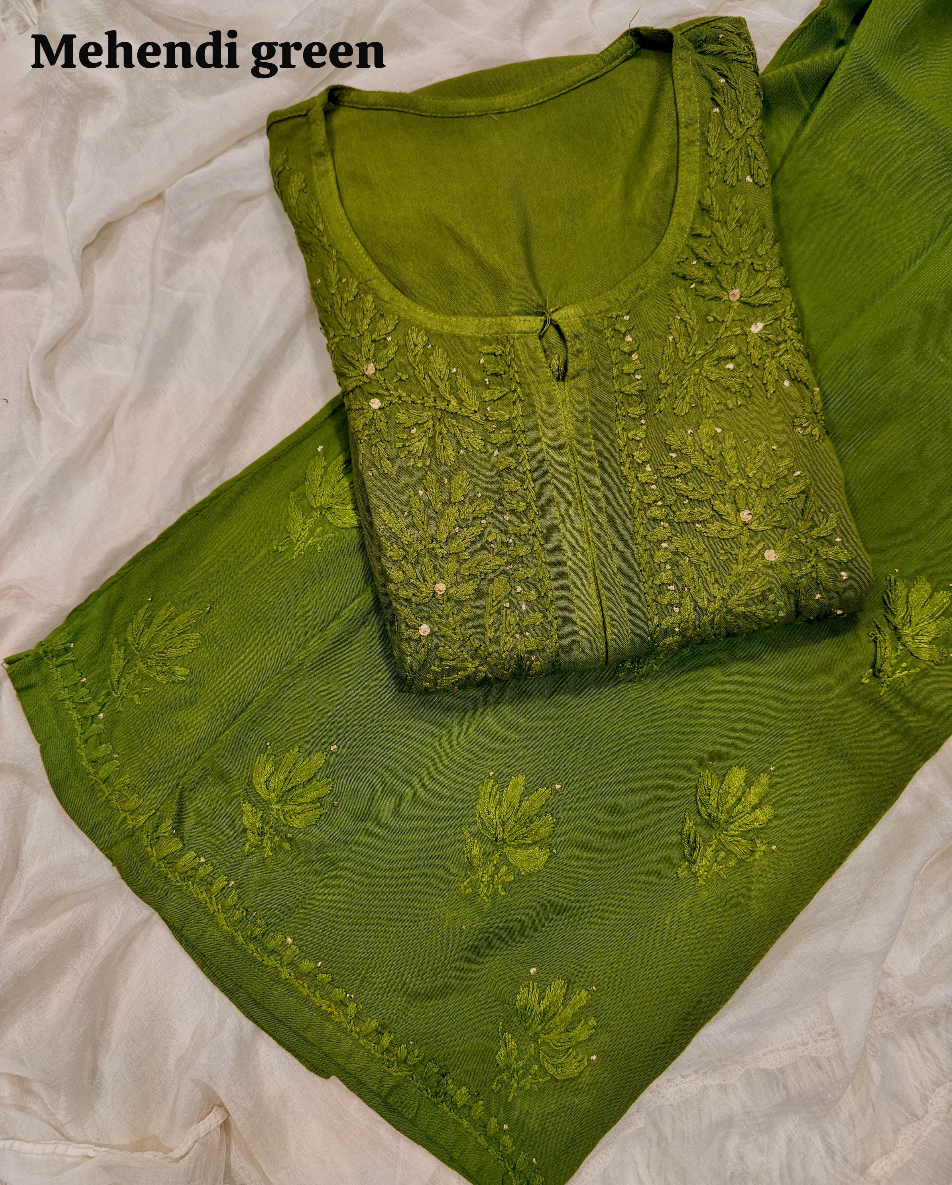 Heavy Muqaish work zoya Rayon Soft 3pc Set