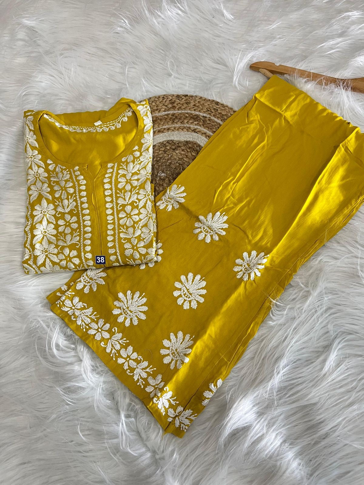 Heavy Rayon Chikankari Kurta Plazzo Set