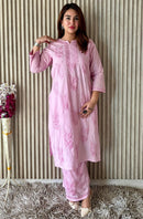 Iddat Premium chikankari Soft pastel shades kurti With Plazzo