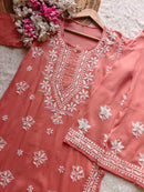 Modal cotton soft chikankari kurta with plazzo