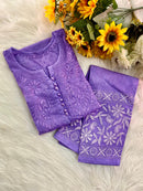 Dobby Cotton White embroidered chikankari Set