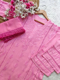 Soft Rayon designer 3pc Chikankari set