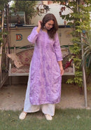 Chanderi 3d Gala Panel chikankari kurti