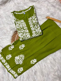 Heavy Chikankari Rayon Plazo Co-ord Set