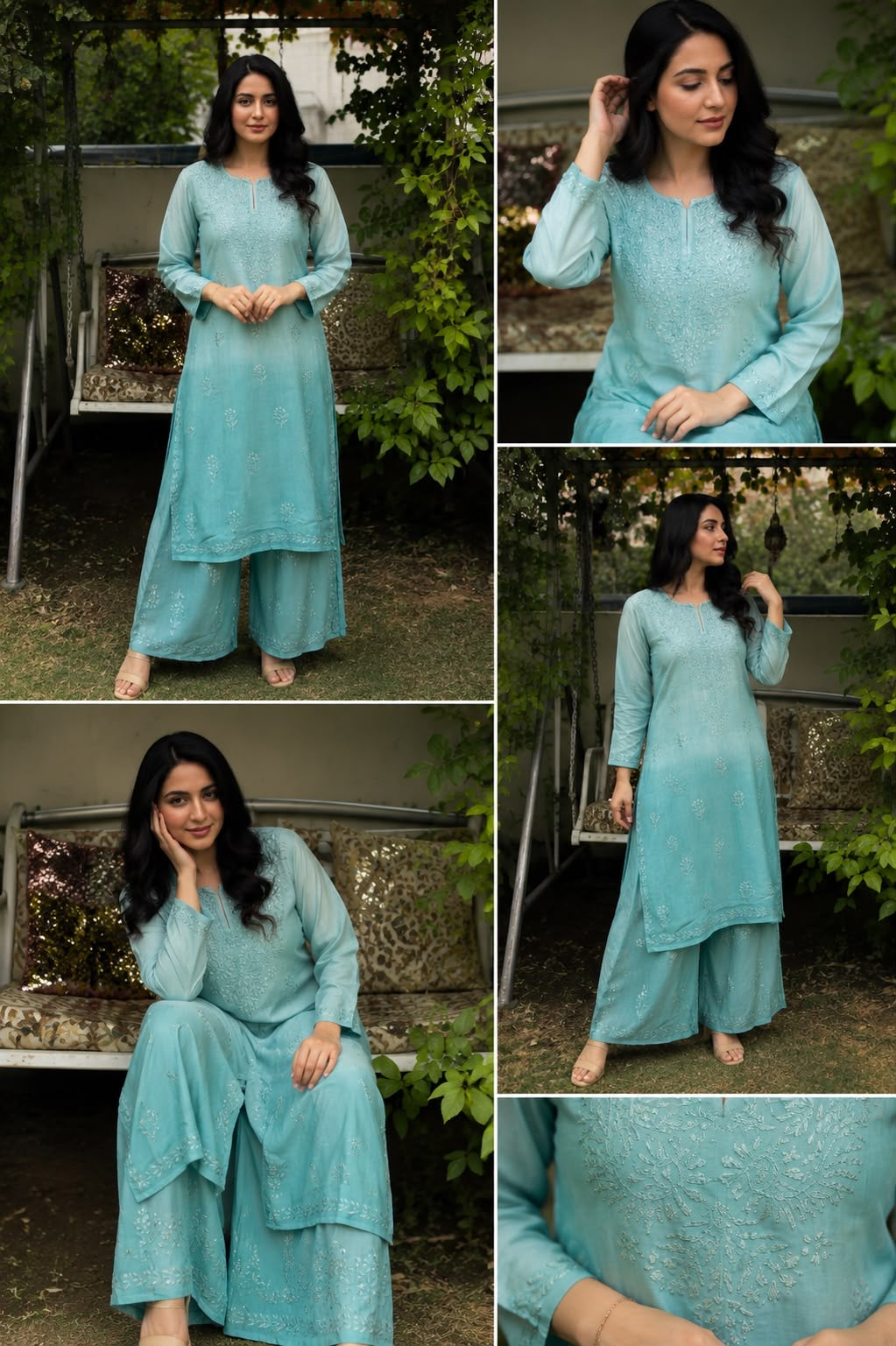 Lucknowi Handwork Ghasspatti heavywork Rayon set