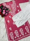 Heavy Daman chikankari work Long Kurta