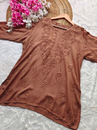 Rayon Chikankari short top for Office college wear