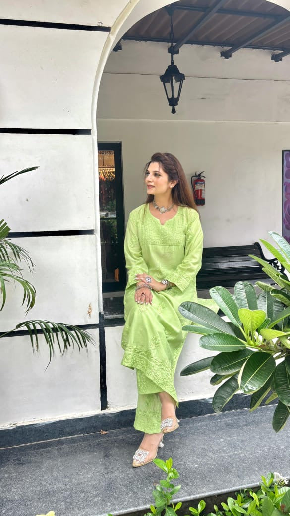 Chanderi Silk pastel Chikan combo