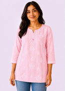 Rayon Dyeable Short Handwork Buta Top