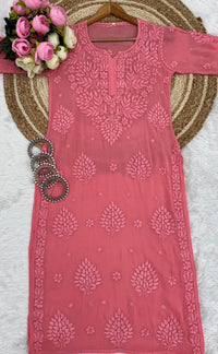 70 Gram Anchor Viscose heavywork long Kurta - Chikankari official