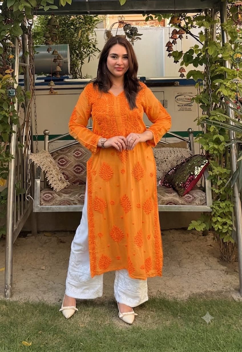 70 Gram Anchor Viscose heavywork long Kurta