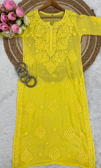 70 Gram Anchor Viscose heavywork long Kurta - Chikankari official