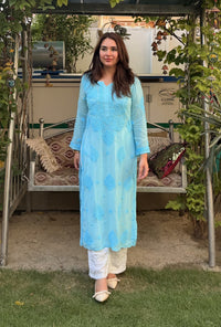 70 Gram Anchor Viscose heavywork long Kurta - Chikankari official