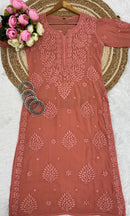 70 Gram Anchor Viscose heavywork long Kurta - Chikankari official
