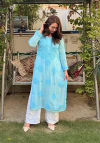 70 Gram Anchor Viscose heavywork long Kurta - Chikankari official
