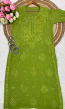 70 Gram Anchor Viscose heavywork long Kurta - Chikankari official
