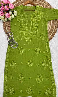 70 Gram Anchor Viscose heavywork long Kurta - Chikankari official