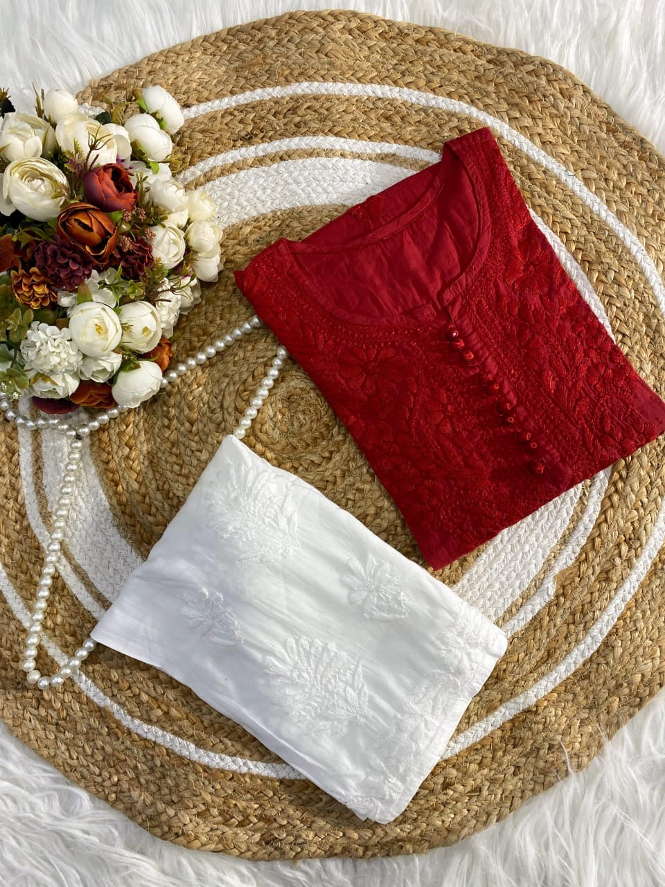 Dyed soft Dobby cotton Kurta with button