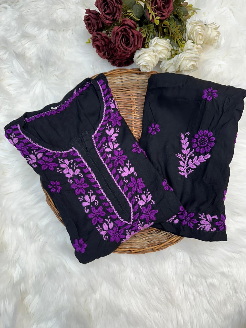 Black Rayon threaded Co-ord set