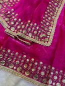 Pink Jimmy Satin Saree Unstiched