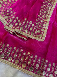 Pink Jimmy Satin Saree Unstiched