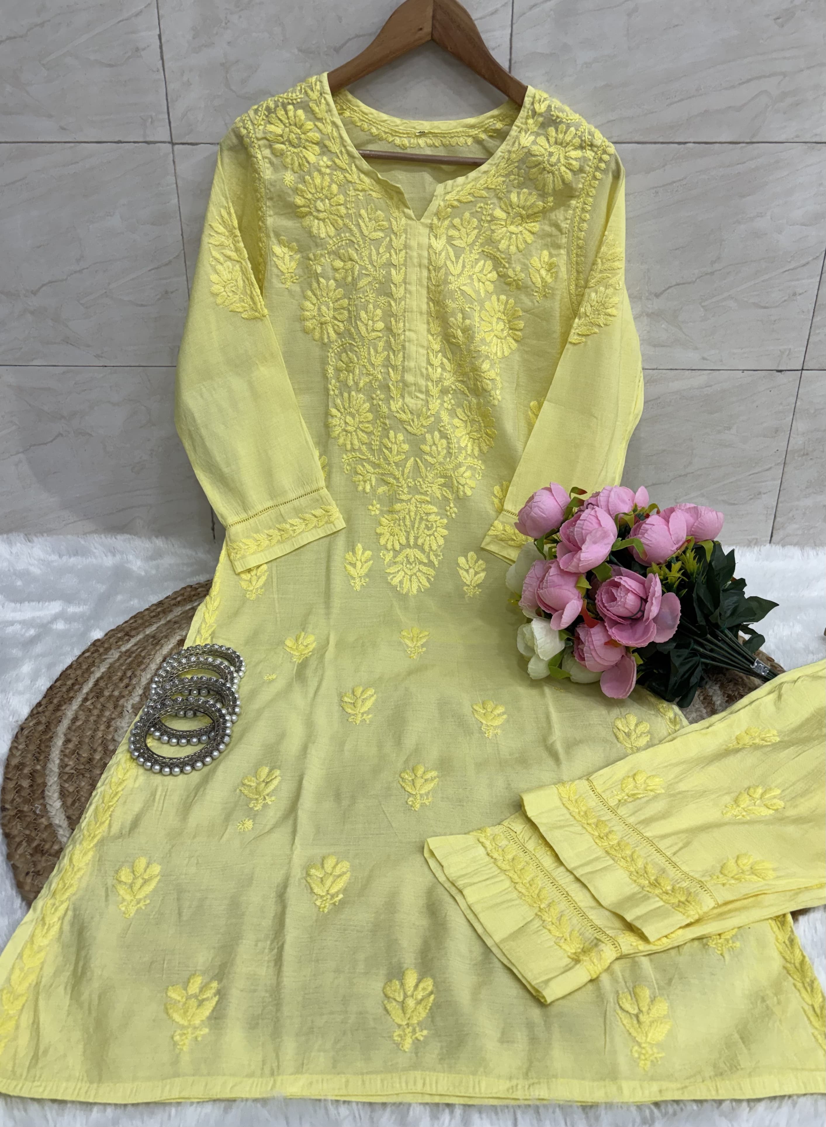 Chanderi Gala buti Lace desinger 2pc set