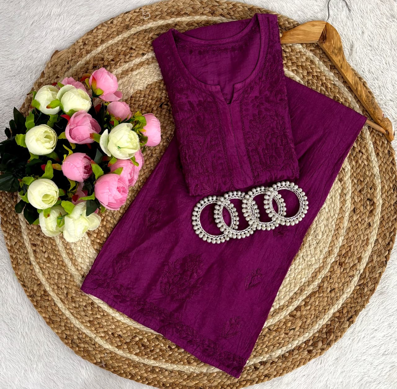 Chanderi Gala Chadi Cross Set