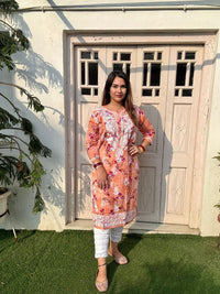 Mul Print Embroidered Soft comfy kurta