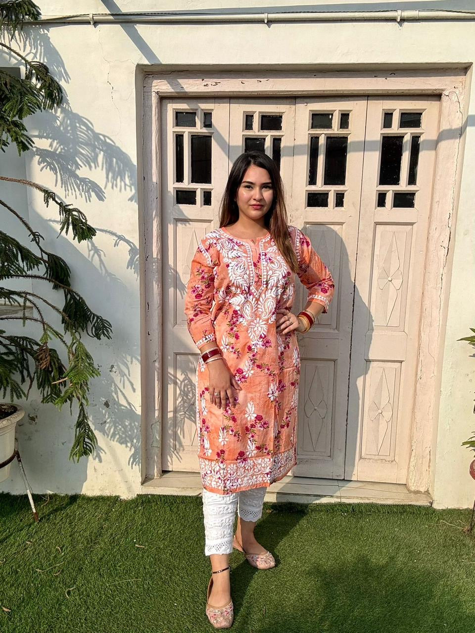 Mul Print Embroidered Soft comfy kurta