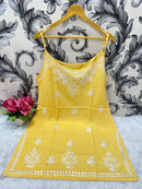 Noodle starp short Chikankari Kurti