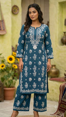 Rayon white embroidered Set
