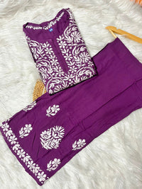 Heavy Chikankari Rayon Plazo Co-ord Set