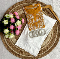 Ghasspatti thread work muslin short Top