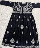 Yolk Black Gown with white chikankari work