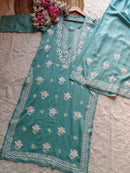 Modal cotton soft chikankari kurta with plazzo