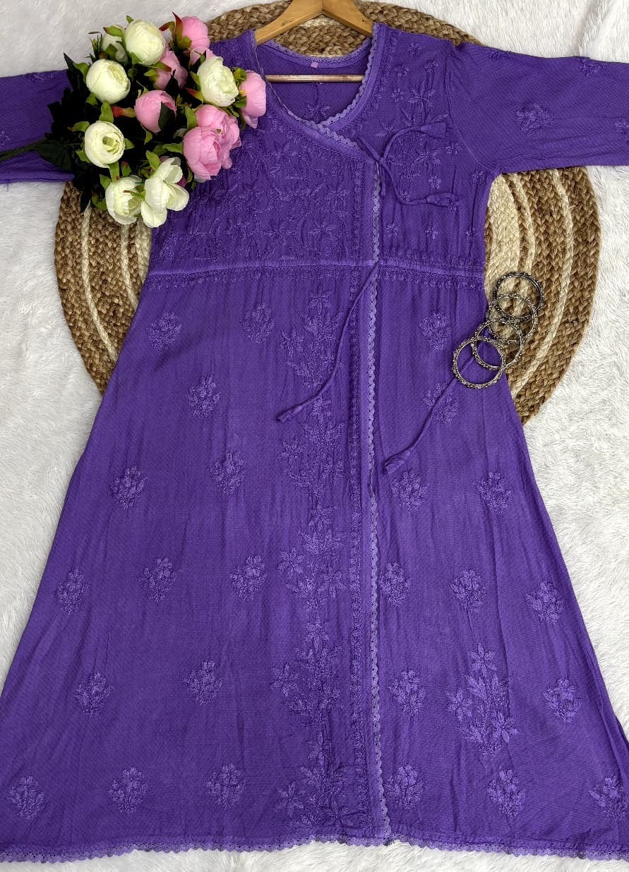 Ghas Patti Hand Work Reyon Dot Fabric Dori Lace Angrakha