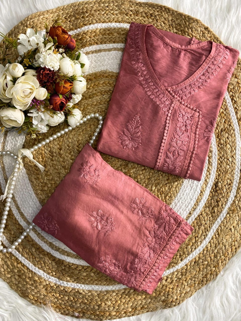 Chanderi Angrakha Style With Lace Pattern