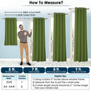 2 Pcs Green Blackout Faux Silk Room Darkening Window/Door/Semi Long Door/Long Door Curtains