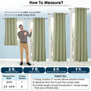 2 Pcs Green Blackout Faux Silk Room Darkening Window/Door/Semi Long Door/Long Door Curtains