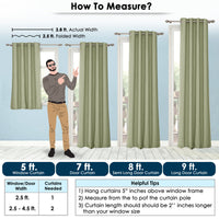 2 Pcs Green Blackout Faux Silk Room Darkening Window/Door/Semi Long Door/Long Door Curtains