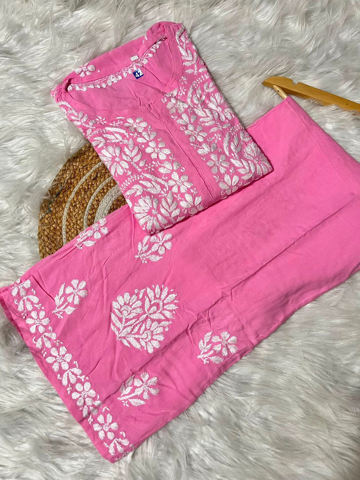 Heavy Chikankari Rayon Plazo Co-ord Set